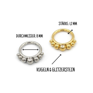 ARTIQO 'Sparkling Ball Ring' Piercingring