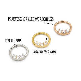 ARTIQO '3 Jeweled hinged Segment Ring' Piercingring - helloartiqo.com